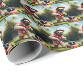 Sloth Mowing Lawn Wrapping Paper