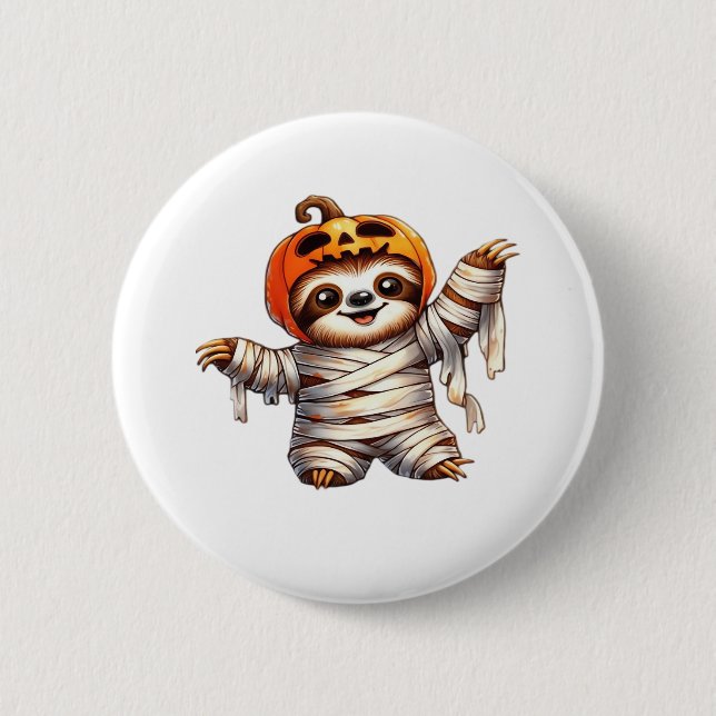 Sloth Mummy Halloween Classic T-Shirt Button (Front)