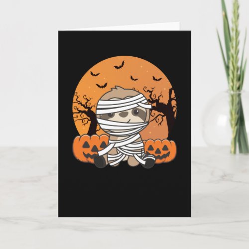 Sloth Mummy Pumpkin Sloths Happy Halloween Card