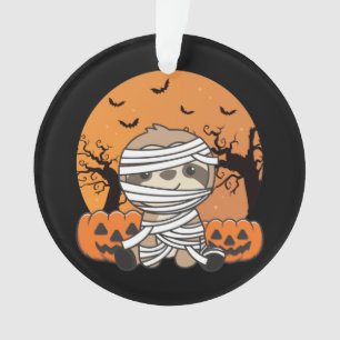 Sloth Mummy Pumpkin Sloths Happy Halloween Ornamen Ornament