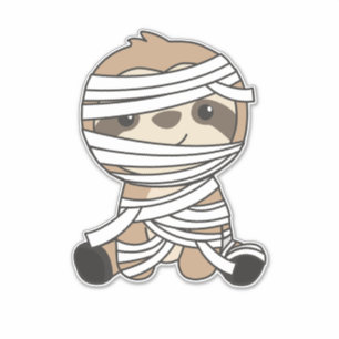 Sloth Mummy Pumpkin Sloths Happy Halloween Sticker