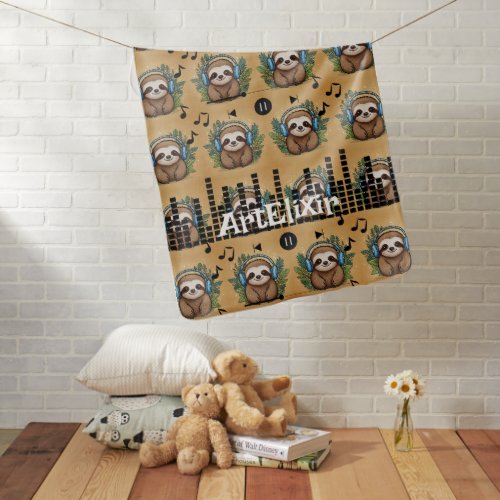 Sloth Musical Notes Baby Blanket