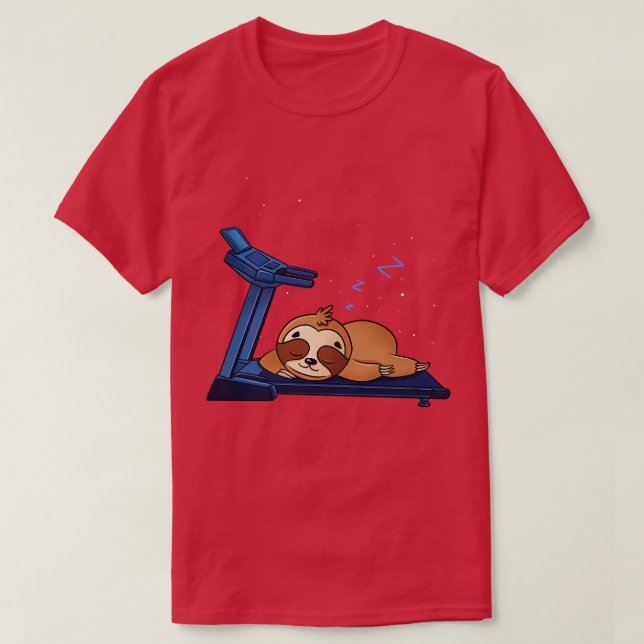 Sloth Napping On A Treadmill T-Shirt (Design Front)