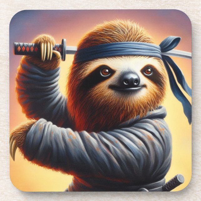 Sloth Ninja Beverage Coaster (Front)