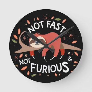 Sloth - Not Fast Not Furious Round Clock