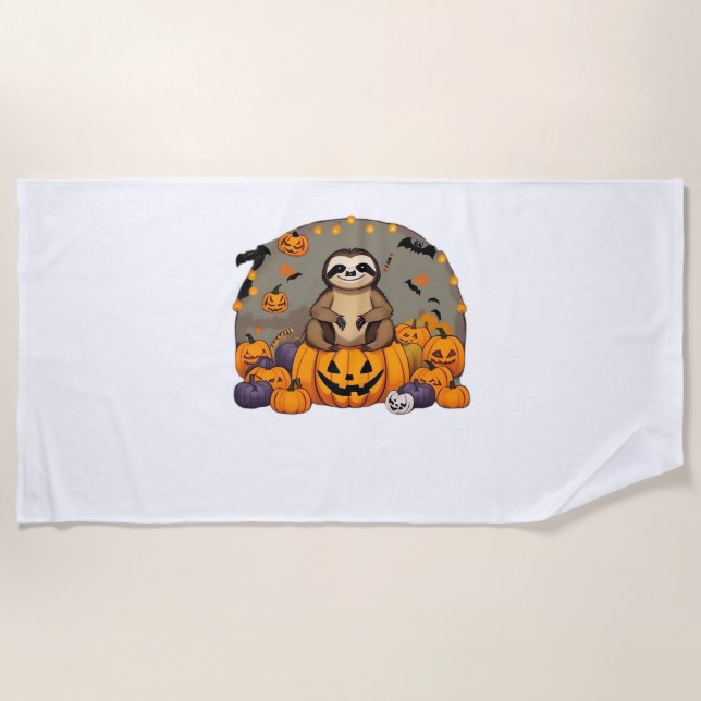 Sloth-o-ween Classic T-Shirt Beach Towel (Front)