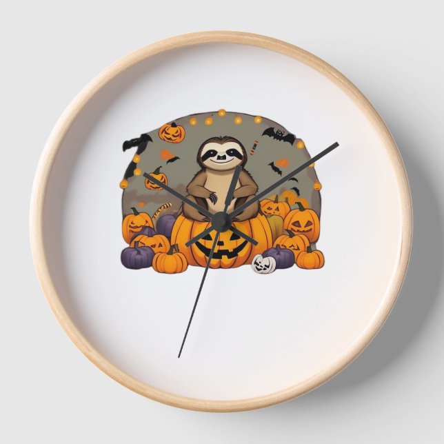 Sloth-o-ween Classic T-Shirt Clock (Front)
