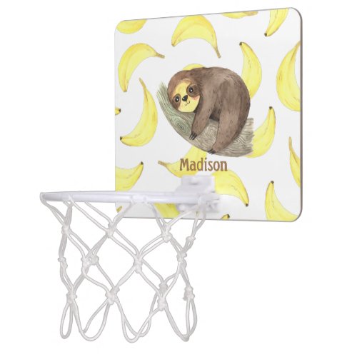 Sloth on a Branch Bananas Animal Name Mini Basketball Hoop