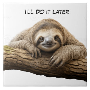 Sloth on a branch ceramic tile