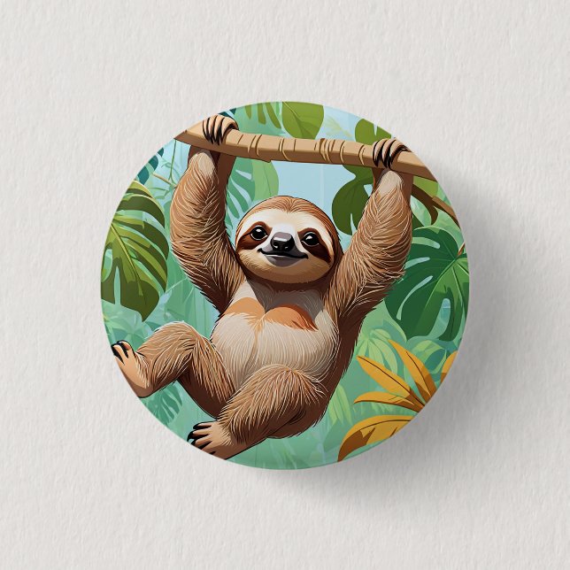 Sloth on a Tree  Button (Front)