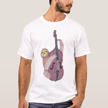 Sloth On Bass T-shirt by elihelman at Zazzle