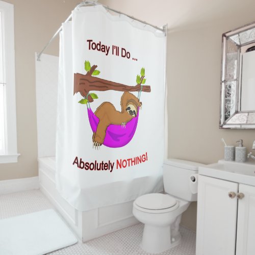 SLOTH ON PURPLE HAMMOCK DOING NOTHING SHOWER CURTAIN