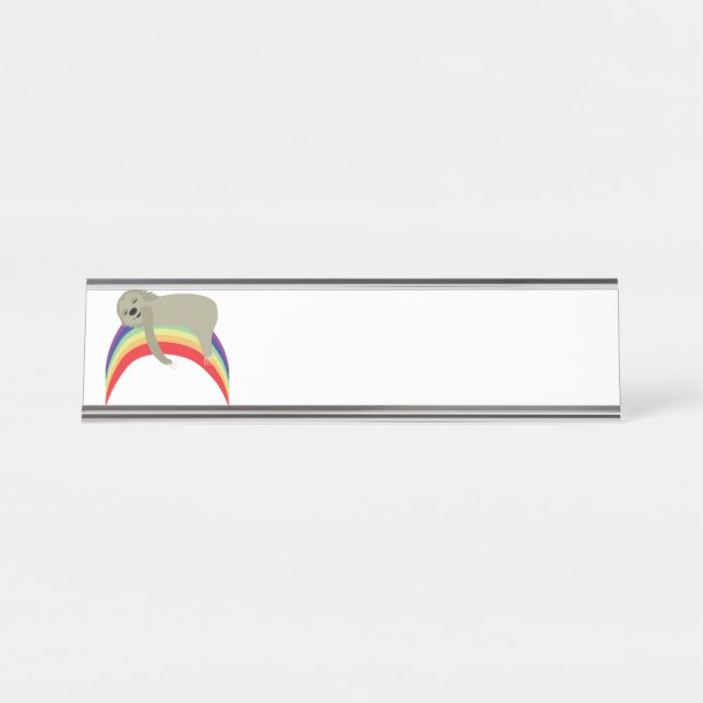 Sloth On Rainbow Desk Name Plate (Front)