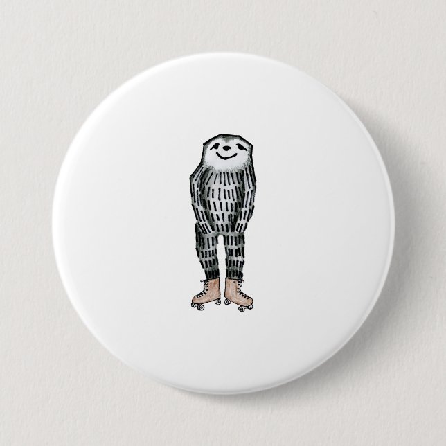 Sloth on Roller Skates Button (Front)