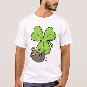 Sloth On Shamrock Hearts Cute St Patricks Day Men T-Shirt