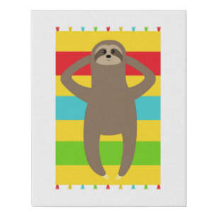 Sloth On The Beach Faux Canvas Print