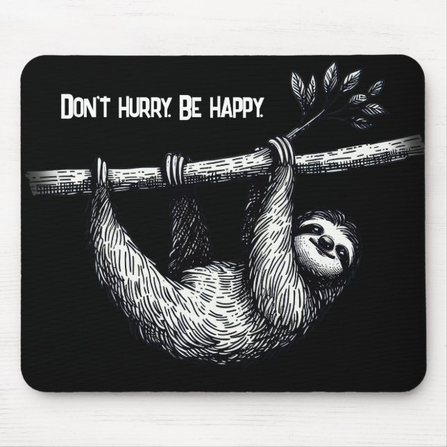 Sloth On Tree Branch With Quote Mouse Pad (Front)