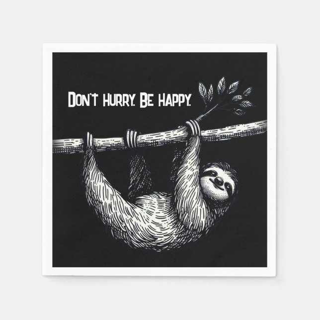 Sloth On Tree Branch With Quote Napkins (Front)