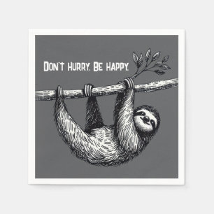 Sloth On Tree Branch With Quote Napkins