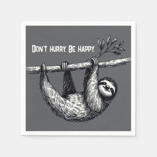 Sloth On Tree Branch With Quote Napkins (Front)