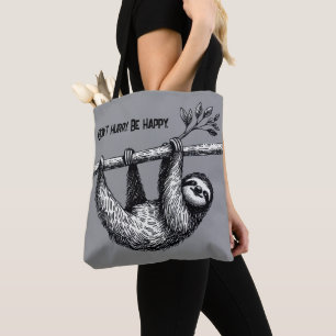 Sloth On Tree Branch With Quote Tote Bag