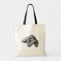 Sloth on tree tote bag