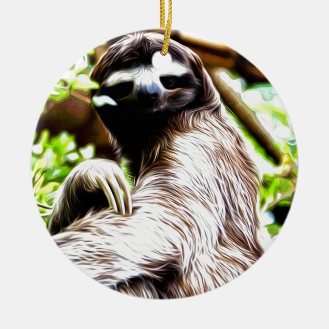Sloth Painting Ceramic Ornament (Front)
