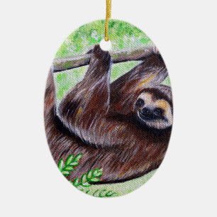 Sloth Painting Ceramic Ornament