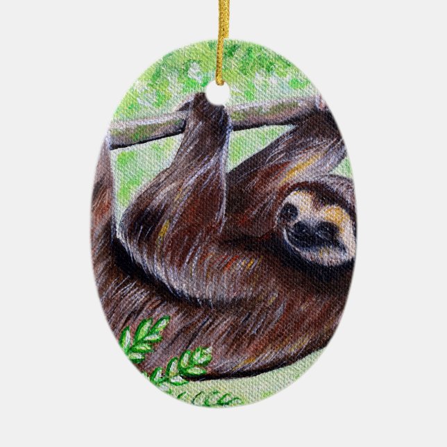 Sloth Painting Ceramic Ornament (Front)