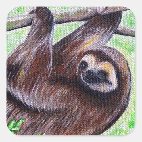 Sloth Painting Square Sticker
