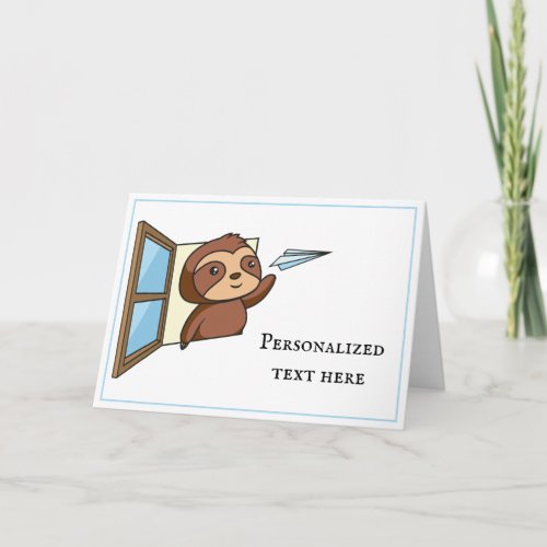 Sloth Paper Airplane Note Card