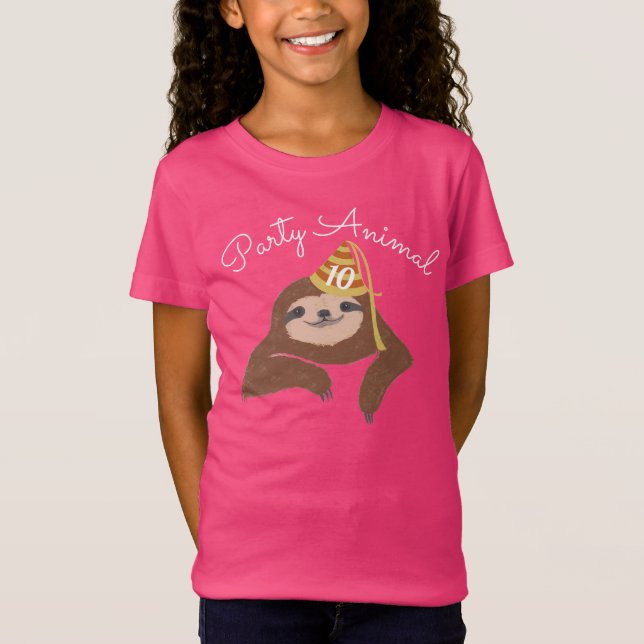 Sloth Party Animal Birthday Custom T-Shirt (Front)