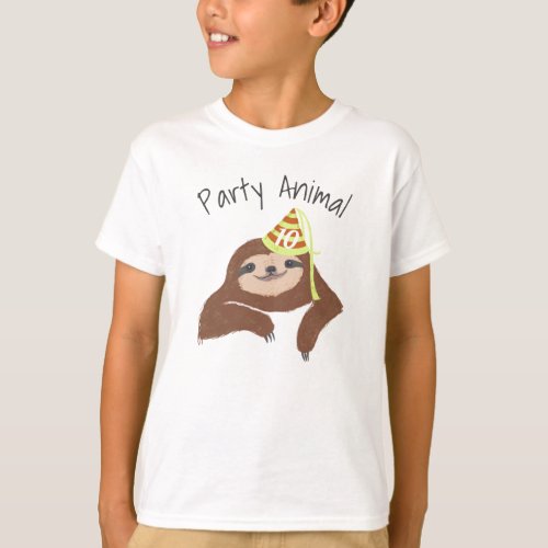 Sloth Party Animal Birthday Custom T_Shirt