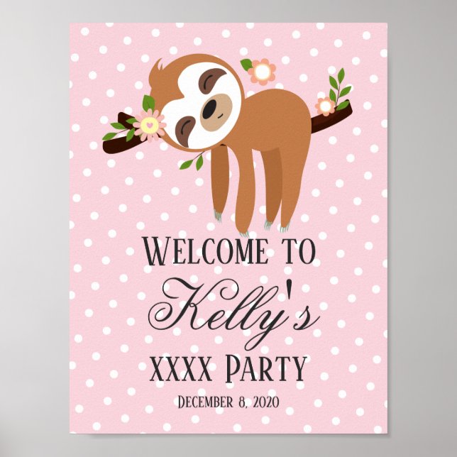 sloth , party welcome sign (Front)