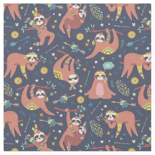Sloth Pattern Fabric