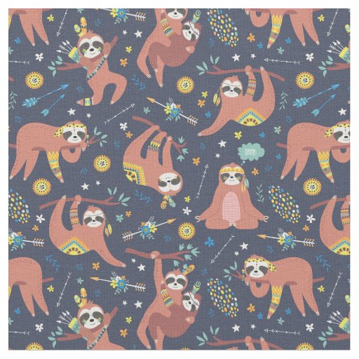 Sloth Pattern Fabric
