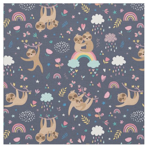 Sloth Pattern Fabric