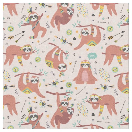 Sloth Pattern Fabric