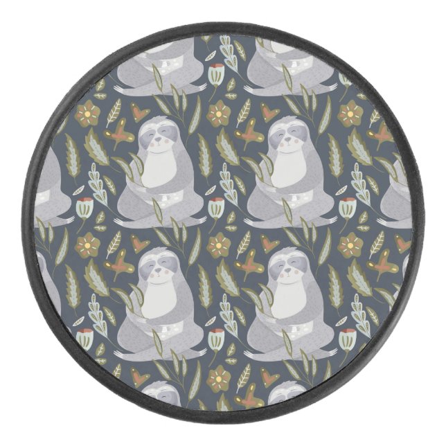 Sloth Pattern Hockey Puck (Front)