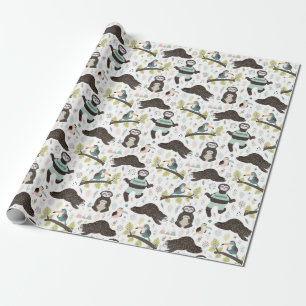 Sloth Pattern Wrapping Paper