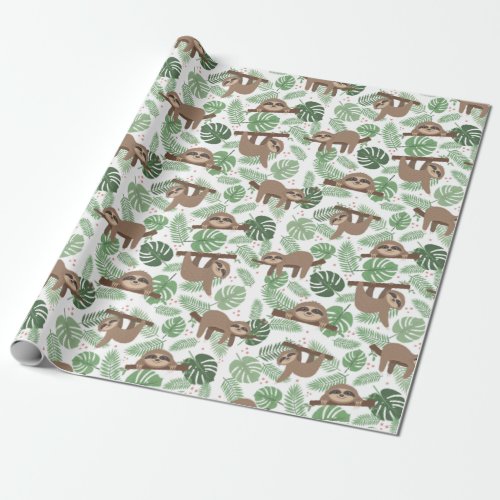 Sloth Pattern Wrapping Paper