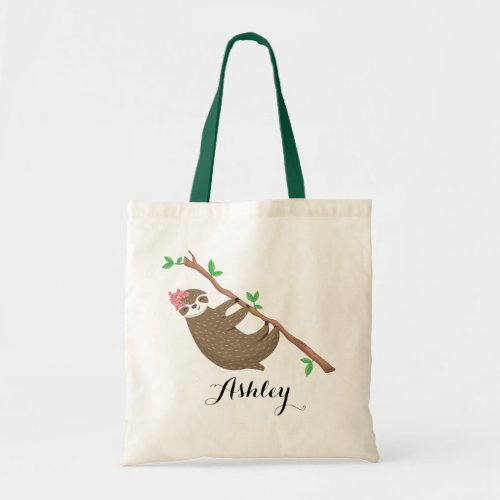 Sloth Personalized girl Tote Bag