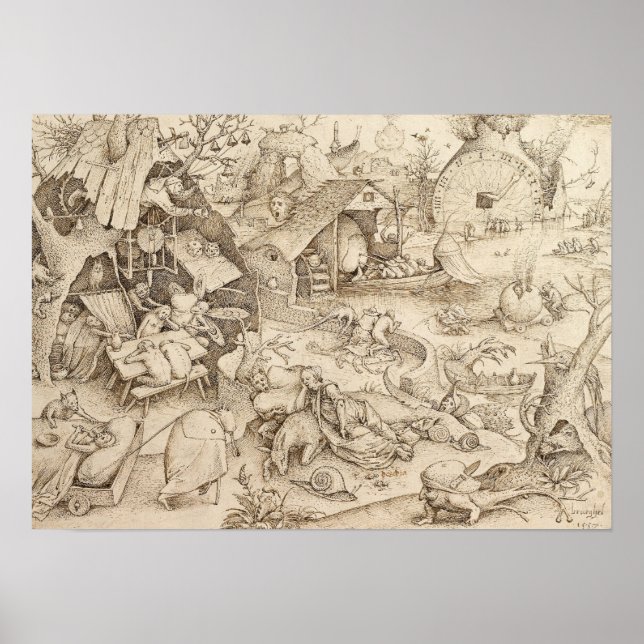Sloth Pieter Bruegel Drawing Poster (Front)