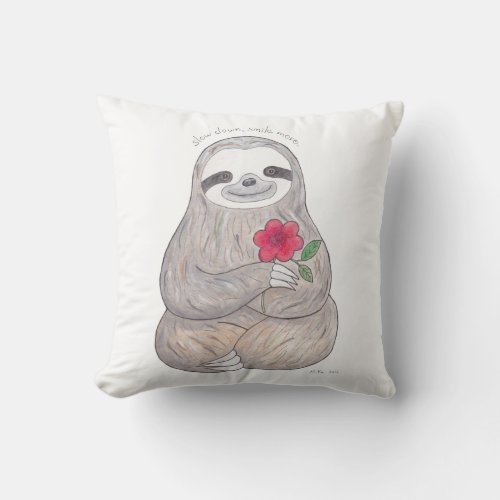 Sloth Pillow Slow Life Sloth Throw Pillow Cushion