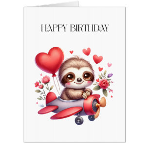 Sloth Pilot Birthday Card