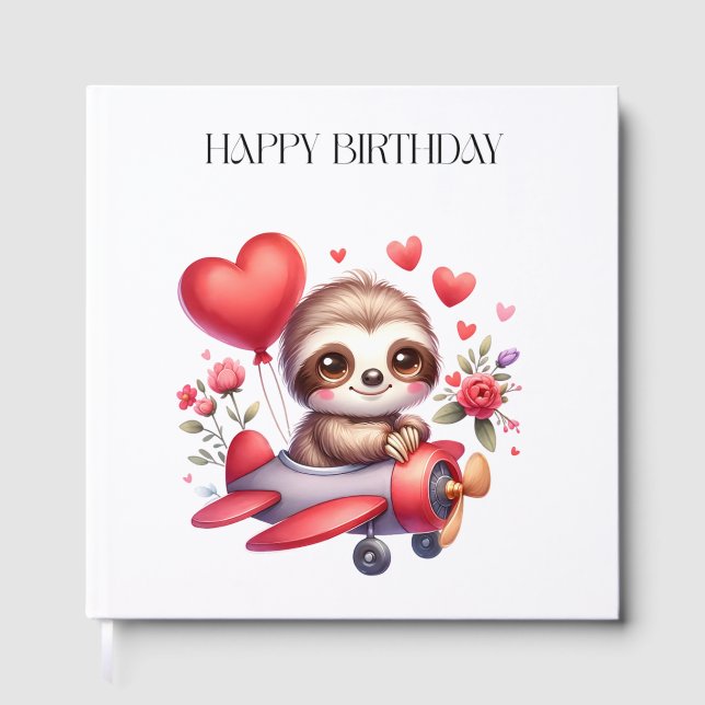 Sloth Pilot Birthday Guest Book (Front)