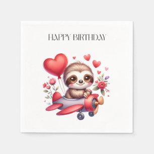 Sloth Pilot Birthday Napkins