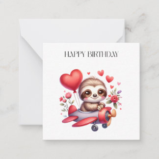 Sloth Pilot Birthday Note Card