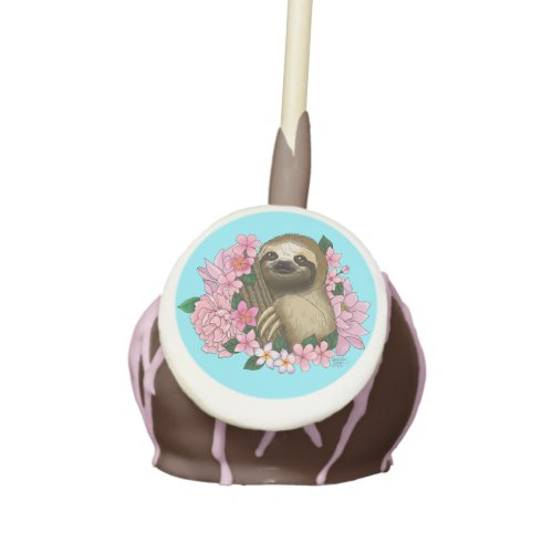 Sloth Pink Flowers Cake Pops