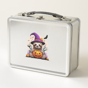 Sloth Pink Hat Halloween Metal Lunch Box